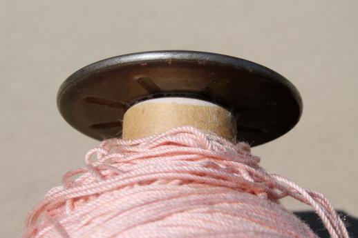 spool of vintage pink cotton cord, french brocante style sewing / needlework thread