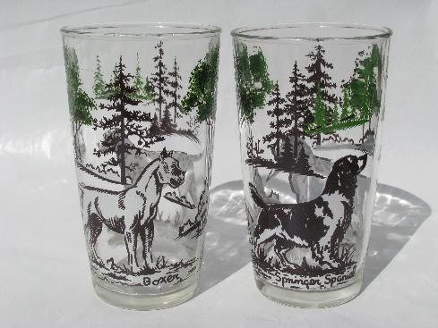 sporting dogs vintage dog breeds drinking glasses, 50s swanky swigs