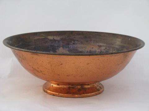 spun copperware bowl, 1950s mid-century vintage solid copper