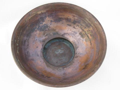spun copperware bowl, 1950s mid-century vintage solid copper