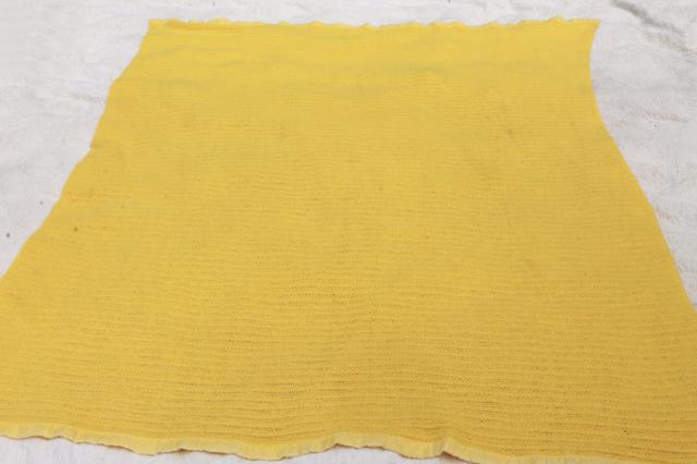 stack of soft vintage acrylic bed blankets, 60s 70s retro harvest gold & lime green
