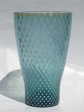 teal blue Fostoria needlepoint vintage glass tumblers, set of 4