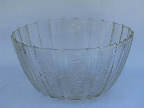 teardrop rays pattern glass, huge vintage punch bowl, 1950s vintage