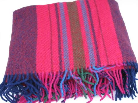 thick plaid wool throw or lap blanket, vintage Berger - Norway