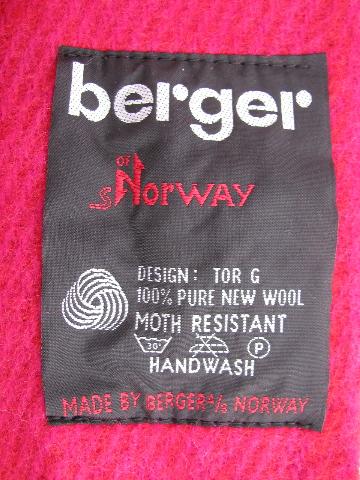 thick plaid wool throw or lap blanket, vintage Berger - Norway