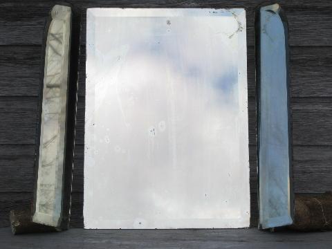 three piece surround triptych vanity mirror, vintage beveled glass