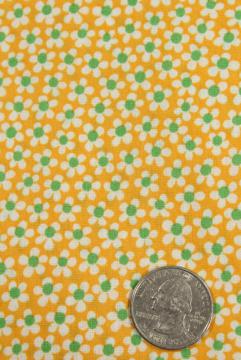 tiny daisies on yellow printed cotton fabric, 1930s vintage floral print