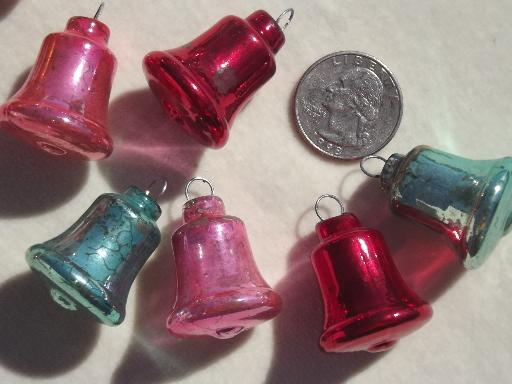 tiny old mercury glass Christmas balls, antique feather tree ornaments