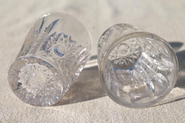 tiny pressed pattern glass pitcher & tumbler glasses, doll dishes toy lemonade set