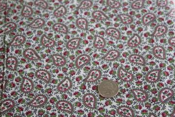 tiny print paisley, 40s 50s vintage fabric quilting weight cotton material