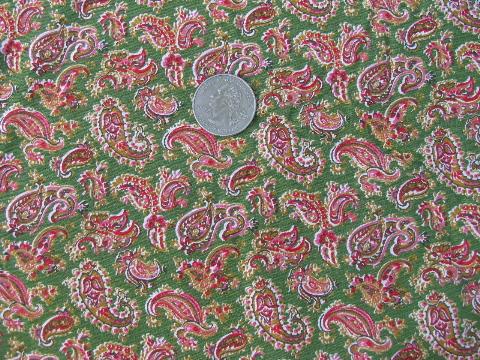 tiny quilting print paisley, 1940s vintage 36'' wide cotton fabric