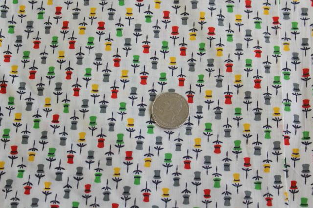 tiny tulips print cotton fabric 50s 60s vintage quilting weight material