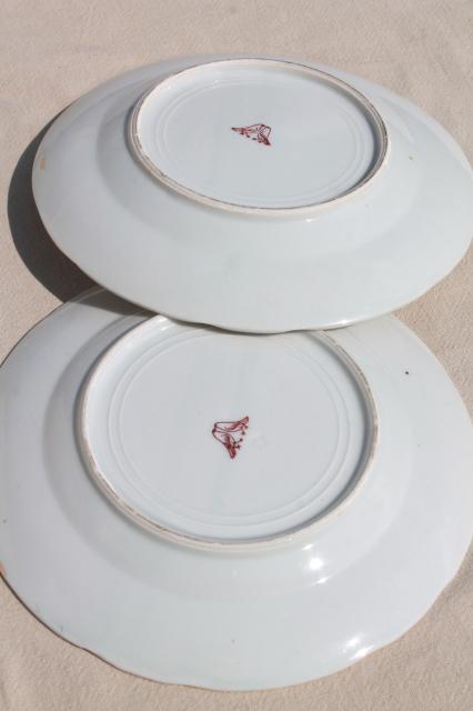 two doves 1940s Japan hand painted porcelain plates, vintage china set