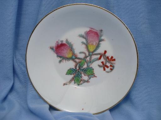 unmarked Haviland china moss rose center fruit bowls, 10 antique bowls
