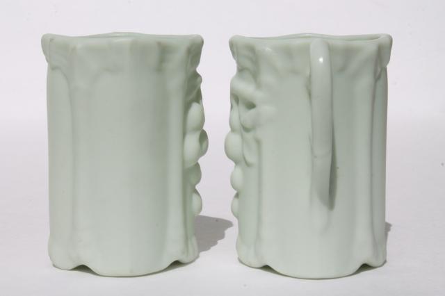 unmarked antique parian ware bisque china cordial cups, vintage celadon green