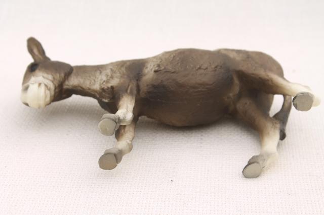 unmarked vintage toy donkey, detailed plastic model roughly Breyer horses scale 