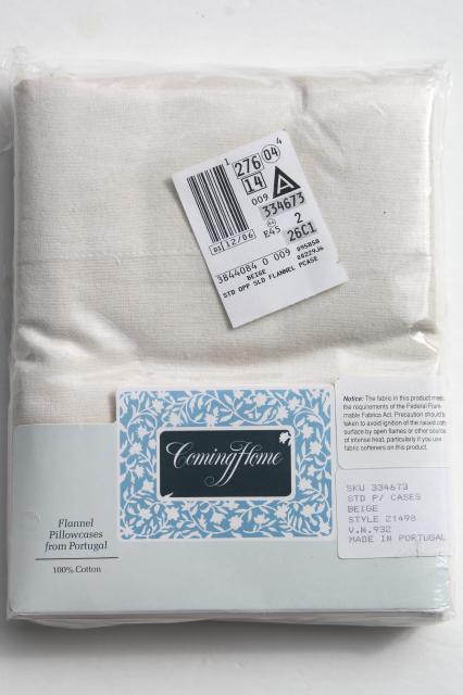 unused Lands End cotton flannel bedding, queen fitted sheets & pillowcases