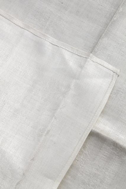 unused old ivory Irish linen damask cloth dinner napkins, vintage fabric napkin set
