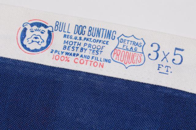 unused vintage American flag, 100% cotton fabric, original Bull Dog Bunting box