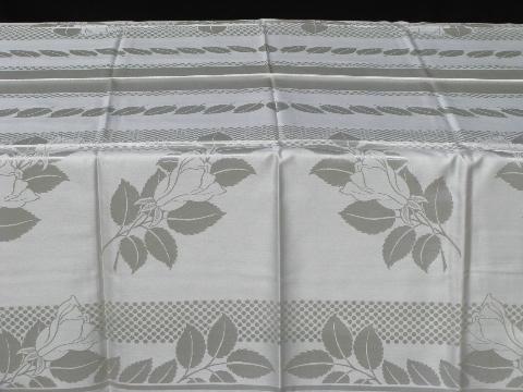 unused vintage Czech damask table linens w/ labels, tablecloth & dinner napkins