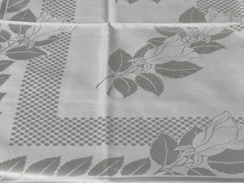 unused vintage Czech damask table linens w/ labels, tablecloth & dinner napkins