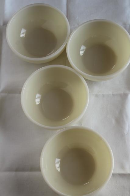 unused vintage Fire King ivory glass bowls, heavy restaurant ware milk glass