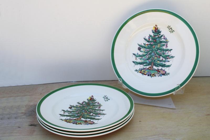 unused vintage Spode china Christmas tree pattern salad plates set of four