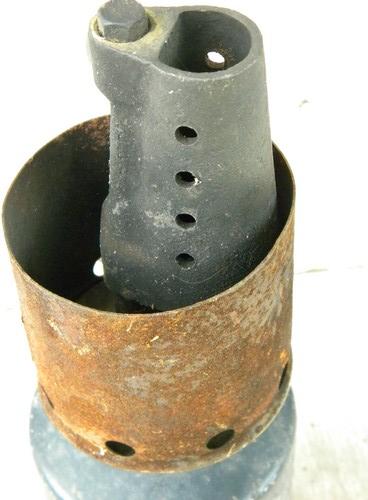 unusual primitive old tool blowtorch with copper or bronze burner