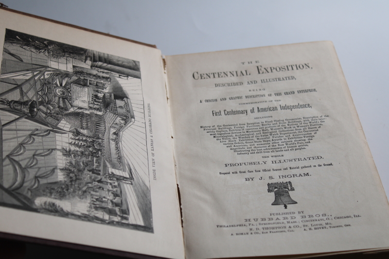 vintage 1876 Centennial Exposition book, many illustrations engravings  map of the fair grounds