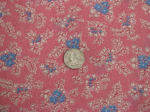 vintage 1940s-50s cotton feedsack fabric, extra long pink floral feed sack