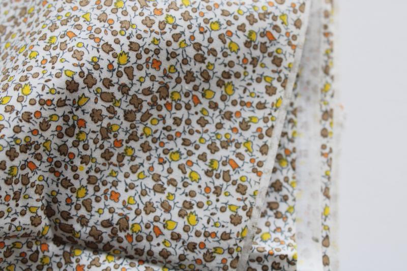 vintage 36 wide cotton fabric, leaves in fall colors tiny print quilting sewing material