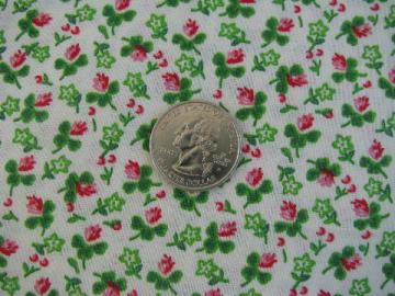 vintage 36'' wide cotton quilting fabric, tiny pink & green clovers clover print