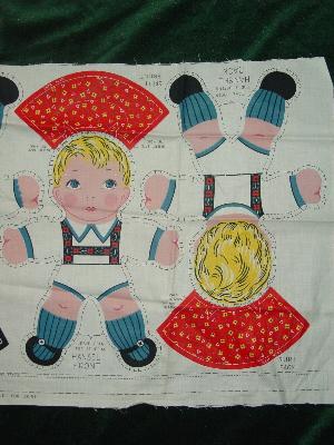 vintage 40's cotton printed toys for sew