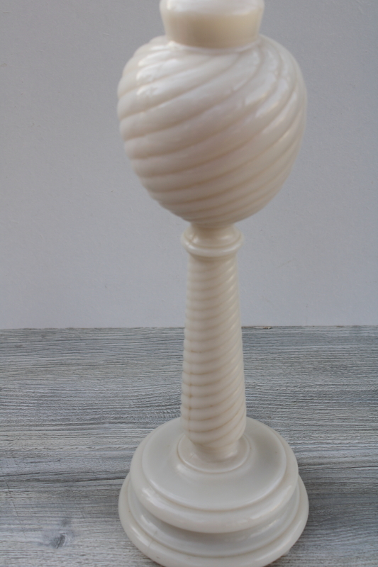 vintage Aladdin Alacite glass lamp body, tall swirl shape table lamp base only