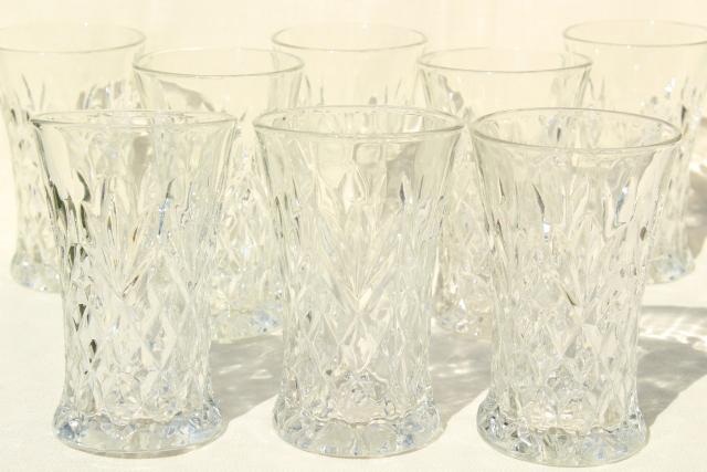 vintage Anchor Hocking Pres-Cut oatmeal pineapple pattern tumblers, EAPC drinking glasses