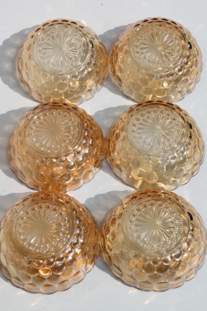 Vintage Anchor Hocking Bubble Glass Bowls Set Iridescent Marigold Luster