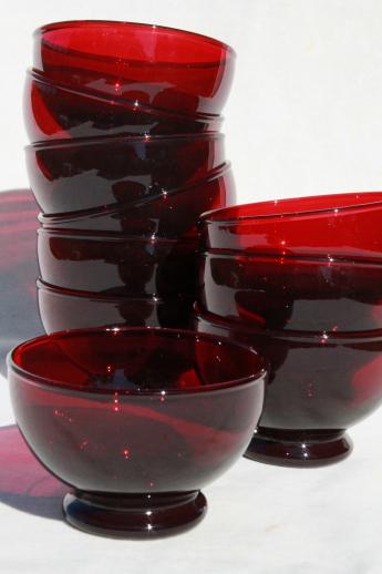 vintage Anchor Hocking royal ruby red glass fruit / sauce bowls, set of 10