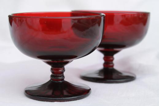 vintage Anchor Hocking royal ruby red glass sherbets or ice cream dishes