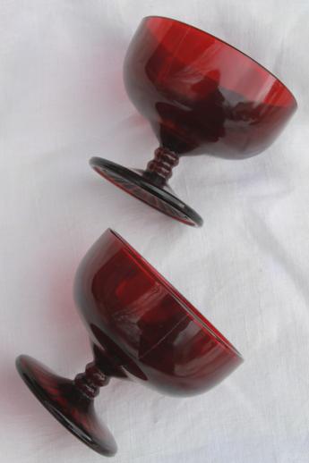 vintage Anchor Hocking royal ruby red glass sherbets or ice cream dishes