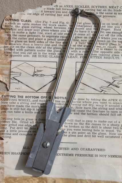 vintage Apex sharpening tool w/ instructions, knife, scissors, old lawn mower blade sharpener