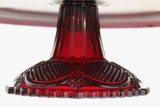 vintage Avon Cape Cod pattern ruby red glass cake stand, pedestal plate