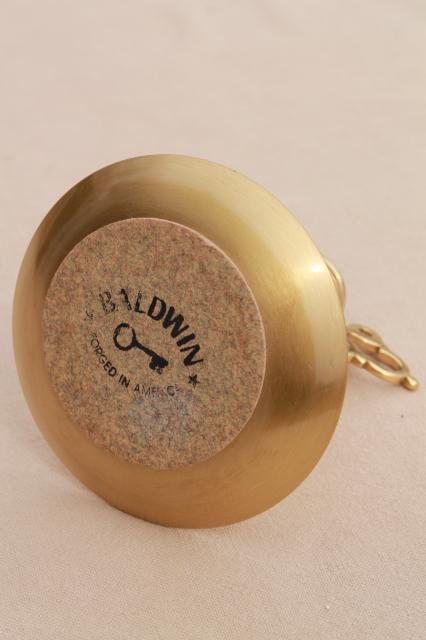 vintage Baldwin brass push up candle stick, colonial style reproduction hog scraper candle holder