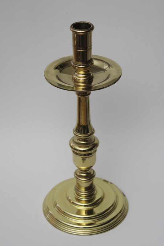 vintage Baldwin brass, tall solid brass candlestick, large heavy brass candle holder