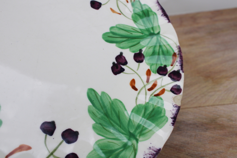 vintage Blue Ridge Southern potteries hand painted plates, blueberries or huckleberry pattern