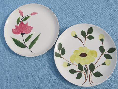 vintage Blue Ridge & Stetson pottery, lot hand-painted plates