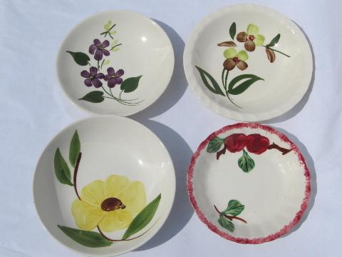 vintage Blue Ridge & Stetson pottery, lot hand-painted plates & bowls