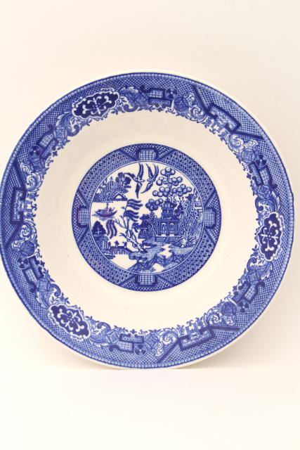 vintage Blue Willow china, estate set dinnerware service for 8, dinner plates & soup bowls