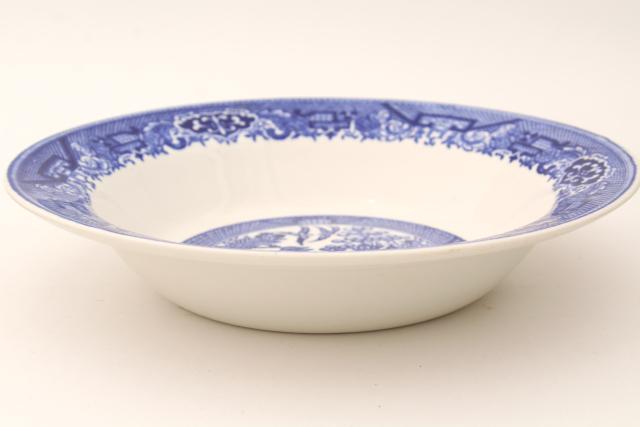 vintage Blue Willow china, estate set dinnerware service for 8, dinner plates & soup bowls