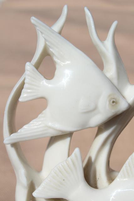 vintage Boehm porcelain angel fish & coral glossy white china animal figurine