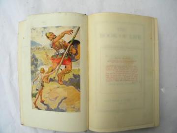 vintage Book of Life, bible kings w/David and Goliath art plate 1930